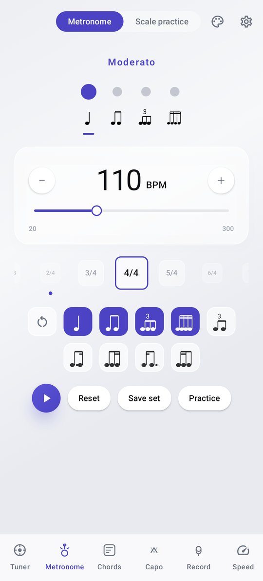 PluckUp metronome screen