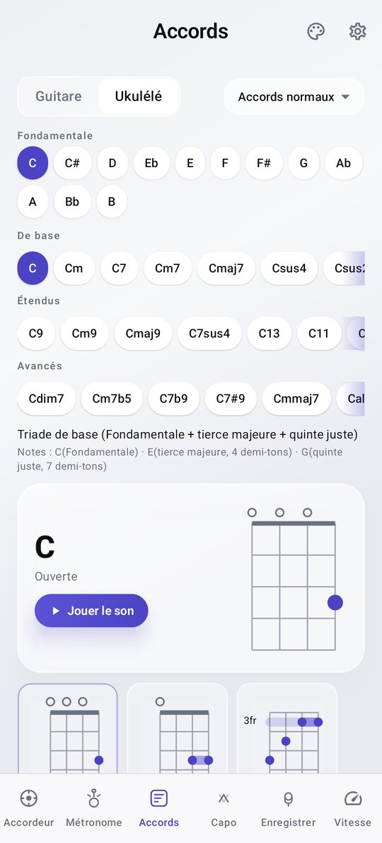 Dictionnaire d'accords ukulélé PluckUp