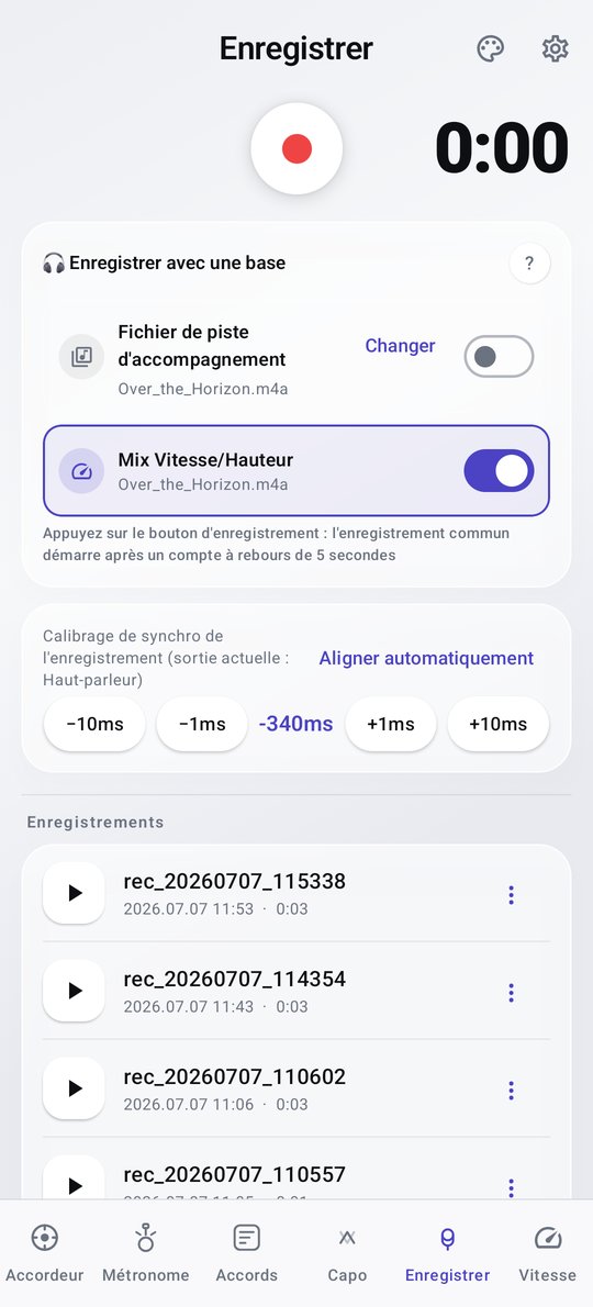 Enregistrement PluckUp sur accompagnement et mix vitesse/hauteur