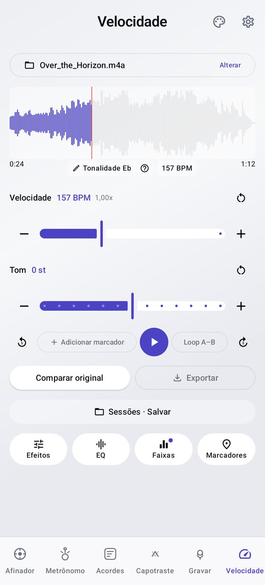Tela do player de velocidade/tom do PluckUp
