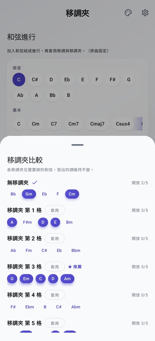 PluckUp 移調夾比較畫面